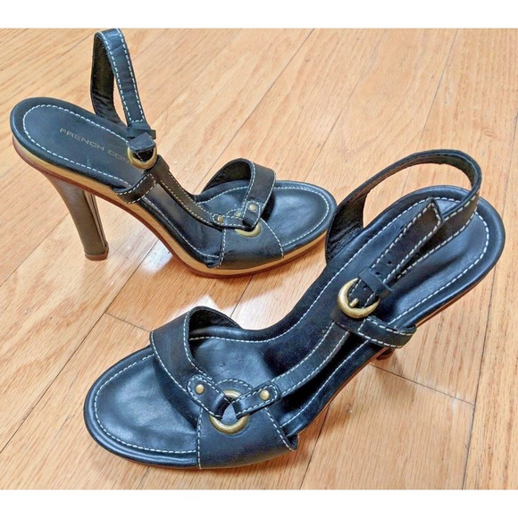French Connection Shoes - French Connection Enora Women's Black Ankle Strap Heels Shoes EU 37, US Size 8